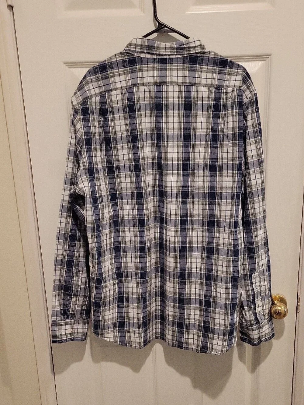 J. Crew Men’s Navy and White Plaid Button-Down Shirt